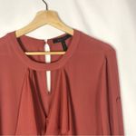 BCBGMAXAZRIA  Cynthia Terracotta Ruffle Long Sleeve Mini Dress M Photo 4