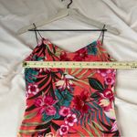 Papaya Coral Green Mesh Tropical Floral Print Spaghetti Strap V-Neck Mini Dress Photo 10