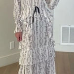 Love Shack Fancy NWT Rare print White lilac floral ruffle Sonia Maxi Dress sz M Photo 0