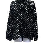 Yumi Kim  Black Gold Polka Dot Lexington Top High Ruched Neck Long Sleeve Office Photo 0
