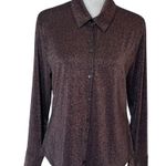 Abercrombie & Fitch Sparkly Disco Button Up Shirt Women’s Size L Copper Shimmer Photo 2