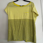 Gap Women's Cap Sleeve Medium Basic T Shirt Yellow White Grey Stripes. Photo 0