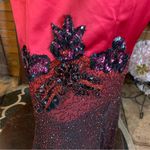 BELSOIE RED & BLACK STRAPLESS MERMAID STYLE SATIN BEADED GOWN (6) Photo 7