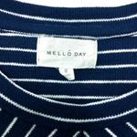 MELLODAY  Navy White Tie Front Crewneck Tee Size Small Photo 1
