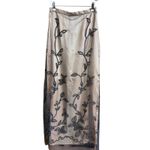 Arianna Black Mesh Floral Overlay Vintage Maxi Skirt size 8 Brown Photo 10