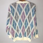 Vintage 80’s 90’s cardigan sweater pastel argyle silver metallic size M Size M Photo 4