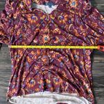 Democracy Blouson Sleeve Ruffle Shoulder VNeck Print Knit Top Size Medium Bold Photo 10