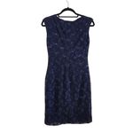 Ralph Lauren 90's  Floral Cowl Neck Sequin Lace Sheath Dress Navy Blue Size 6 Photo 1