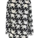Modcloth Elephant Day Parade Black & White Long Sleeve Top Blouse Size XS Photo 1