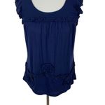 Anthropologie  Little Yellow Dot Top Small‎ Blue Short Sleeve Boho Chic Photo 2