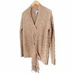 Anthropologie ShuShu Taupe Peach Nubby Boucle Scarf Front Fall Sweater Women’s Size Medium Photo 6