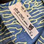 Pink Owl Swirly Abstract Mini Dress Lime Yellow Green Blue Dress Unique AOP sz M Photo 6