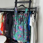 Lulus  Compelling Drama Green Floral Jacquard Lurex Bustier Mini Dress Photo 4