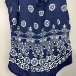 Jantzen Women's Plus Size Navy Blue & White Patterned Ruched Side Swim Top 20W Photo 1