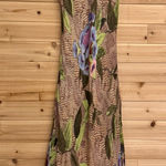 Vintage Nostalgia Size Large Rustic Floral Alligator Print Slinky Maxi Dress Green Photo 0