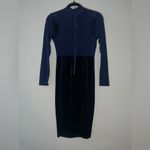 Privy NWOT  Blue sexy bodycon velvet mesh dress Photo 2