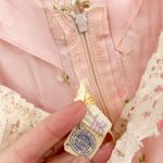 Lorrie Deb Vintage Union Made Cottagecore Coquette Floral Lace Dress Size 9 10 Pink Photo 7