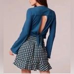 Band of the Free Womens Teal Avril Mock Neck Cropped Top Blue Size L Photo 1