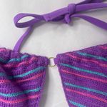 Shade & Shore Purple Striped Crochet Triangle Bikini Top Size L(12-14) Photo 3