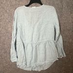 Sigrid Olsen  Woman Size  Medium 100% linen roll-tab tunic blouse in a light blue Photo 5