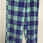 Faded Glory  Blue/Aqua Plaid Fleece Pajama Pants, Tie Waist, Large, 12-14 Photo 0