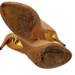 La Perla  Julia Haart Nude Leather Peep Toe Stiletto Heels Size 39 Photo 3