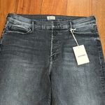 NWT MOTHER Women's Pixie Mid Rise Dazzler Ankle Up in Smoke Jeans size 33 Black Photo 4