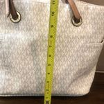 Michael Kors White & Grey Jet Set Coated Canvas and Brown Leather Shoulder Bag Photo 10