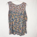 Lucky Brand  Plus Size 1X Top Blue‎ Pink Floral Cold Shoulder with Ties 1412 Photo 1