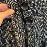 Forever 21 Faded Glory Women's Black and White Faux Wool Herringbone Trench Coat Large Photo 8