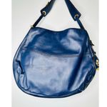 LAUREN RALPH LAUREN Navy Blue Front Pocket Leather Hobo Bag Purse Photo 1
