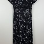 American Vintage Vtg 90s Jody California Floral Midi Dress Sz 9 Black Ruffle Modest Cottagecore Photo 0