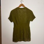 Anthropologie Angel of the North Olive Green Open-Front Knit Crochet Cardigan Photo 6