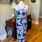 Colorful Hawaii Vibe Navy Blue Multicolor Midi Dress New Size XS Photo 3