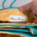 Shara Porter Small Aqua Crossbody Bag with Black Cat Print Adjustable Strap Photo 6