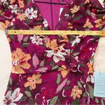 Maggy London Desert Bloom Floral Long Sleeve A-line Dress In Wine Ruffle Trim 2 Photo 14