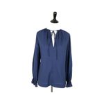 Vintage Contessa Monique Flare Sleeve Top V Neck Blue Tie Neck Womens Size 10 Photo 5