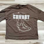 SheIn Brown Cowboy Short Sleeve Shirt Women’s Small Photo 0