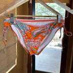 Billabong  Low Rise Orange Pink Blue Paisley Ruched String Bottoms Size Large Photo 0