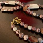 Vintage Wild Horse Jasper Statement Necklace | Natural Stone || Artisan | 24” Brown Photo 3