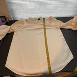 J.Crew Beige Satin High Neck Long Sleeve Ruffle Blouse Women's Size Small FLAW Photo 10