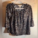 MICHAEL Michael Kors Brown Leopard Print Blouse M animal print scoop neck Black Size M Photo 0