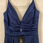 La Femme  Navy Blue Striped Long Prom Dress size 4 brand new with tag Photo 4