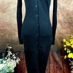 LITA By Ciara Icon Rib V Neck Cardigan Button Front Midi Dress Black M Size M Photo 8