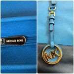 Michael Kors FLAWS Saffiano Leather Blue Two Tone Jet Set Travel Tote Bag Photo 10