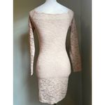 Small Beige Lace Long Sleeve Bodycon Mini Dress boho Y2K whimsigoth romantic Tan Photo 3