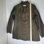 Coldwater Creek  Textured Diamond Blazer Jacket Small Olive Green Boho Quilted Photo 8