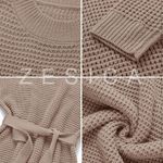 NWT Cozy Waffle Knit Crewneck Sweater Dress with Belt Tan Size Small Photo 14