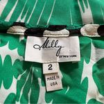 Milly  by New York Green Silk Blouse Top Black Trim Size 2 Photo 3