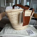 Loewe  x Paula’s Ibiza Basket Small Bag in Palm Leaf with Leather Handles in Tan Photo 9